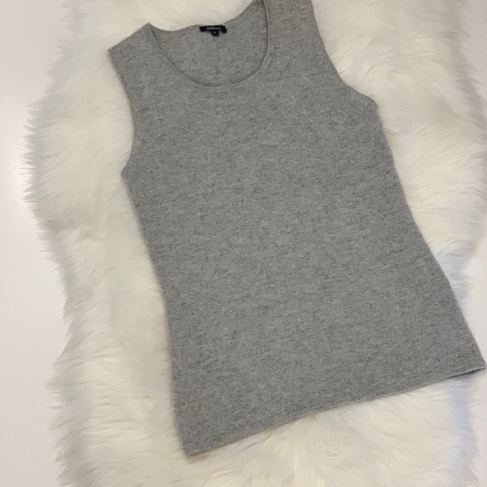 Pure Amici Gray Cashmere Sleeveless Sweater Top - Picture 5 of 9